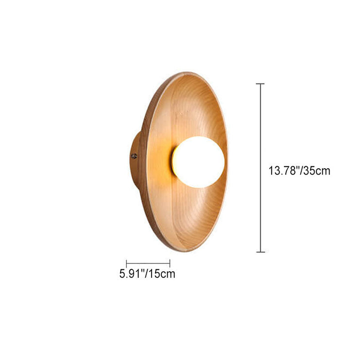 Skanto | Modern Minimalist Rund Skive Solid Tre 1-Lykt Vegglampe