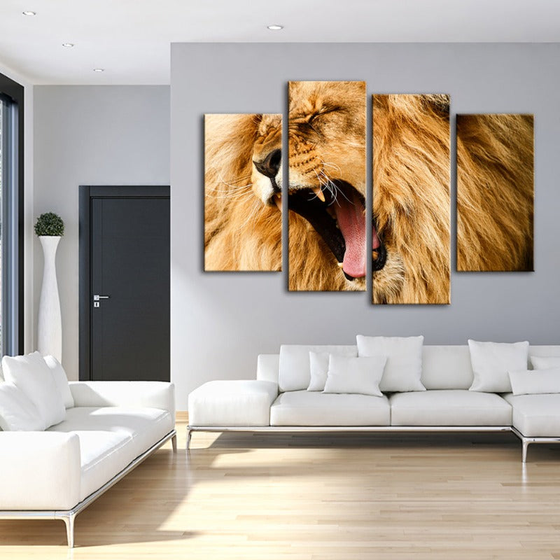 4-Piece Roaring Lion Canvas Wall Art Painting | Skanto