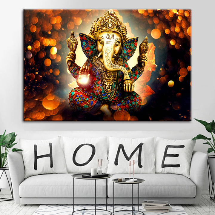Hindu Lord Ganesha - Lerret Veggkunst Maleri