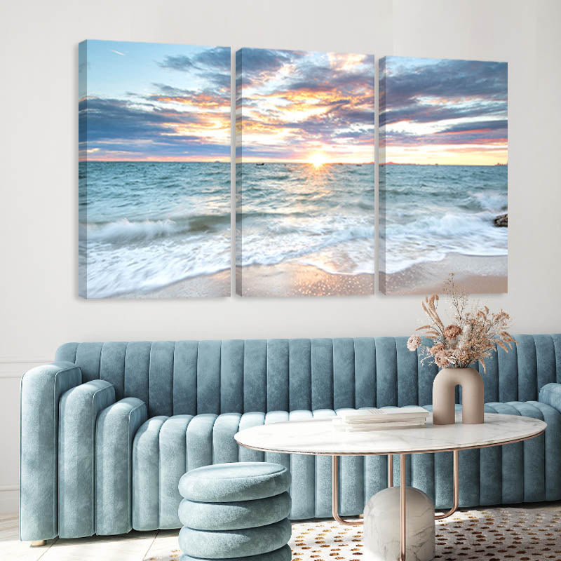 3Pcs Sunrise Beach Landscape Posters Lerret | Skanto