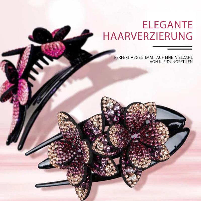 Skanto | Rhinestone Dobbel Blomst Hårklemme