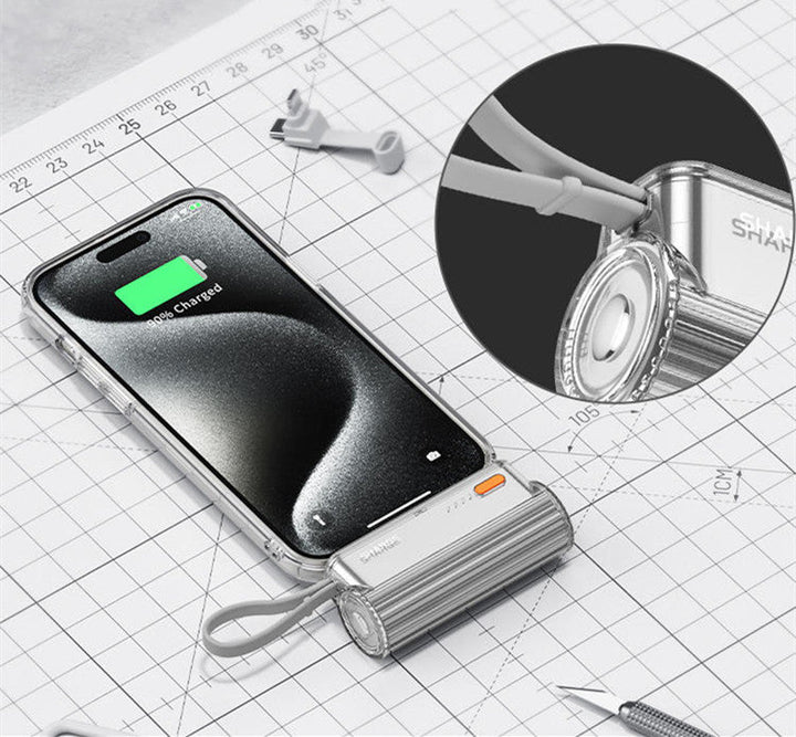 Skanto | 5000mAh Mini Kapsel Med Innebygd Kabel Power Bank