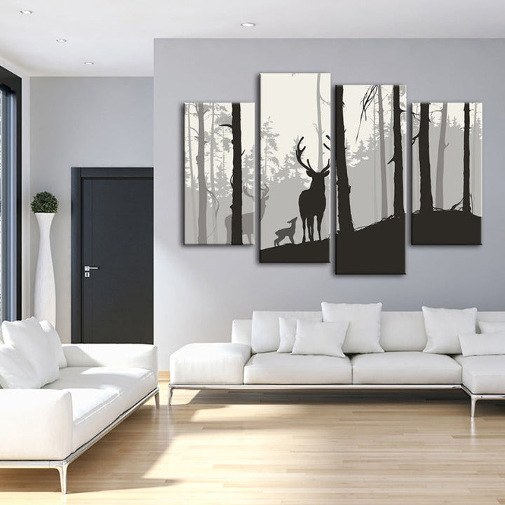 4 styk Silhouette Hjerte Familie - Lerret Veggkunst Maleri | Skanto