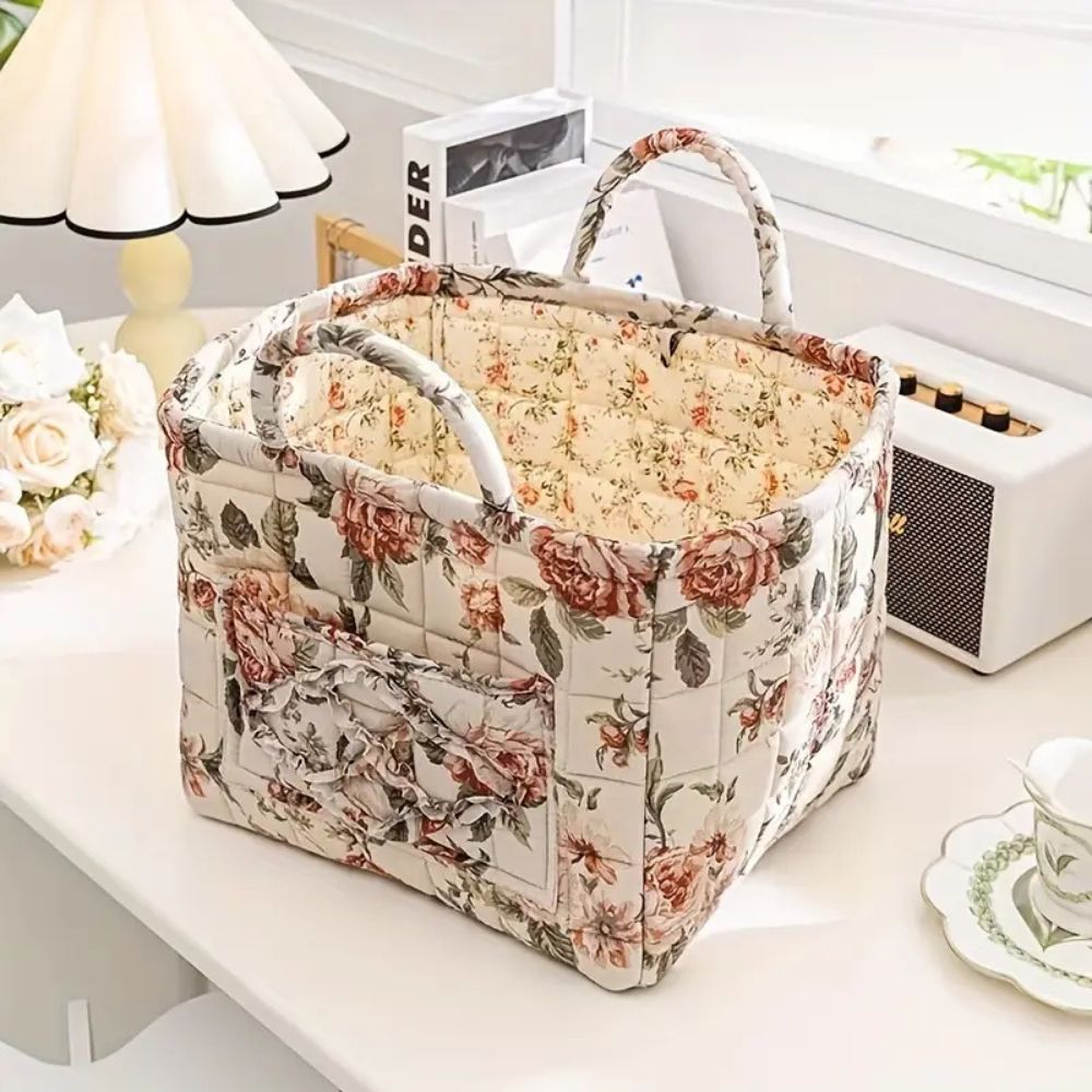 Skanto | Delikat Floral Canvas Oppbevaringskurv