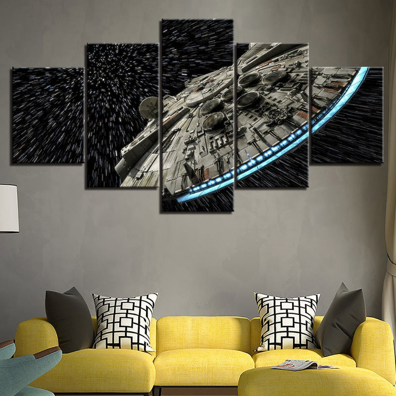 5 Piece Fascinating Galaxy UFOs Canvas Wall Art Painting | Skanto
