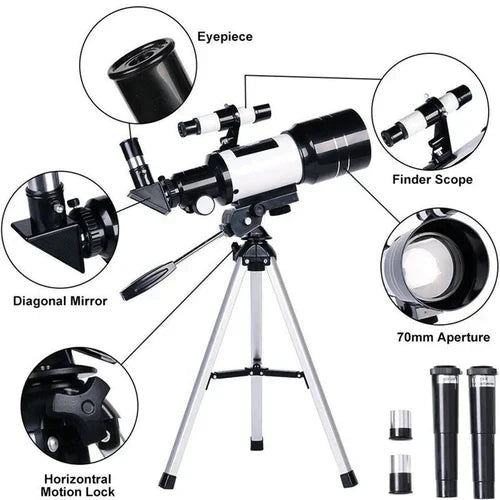 Skanto | Utforsk stjernene med letthet - Profesjonelt teleskop med stativ & 150x zoom for måneobservasjon