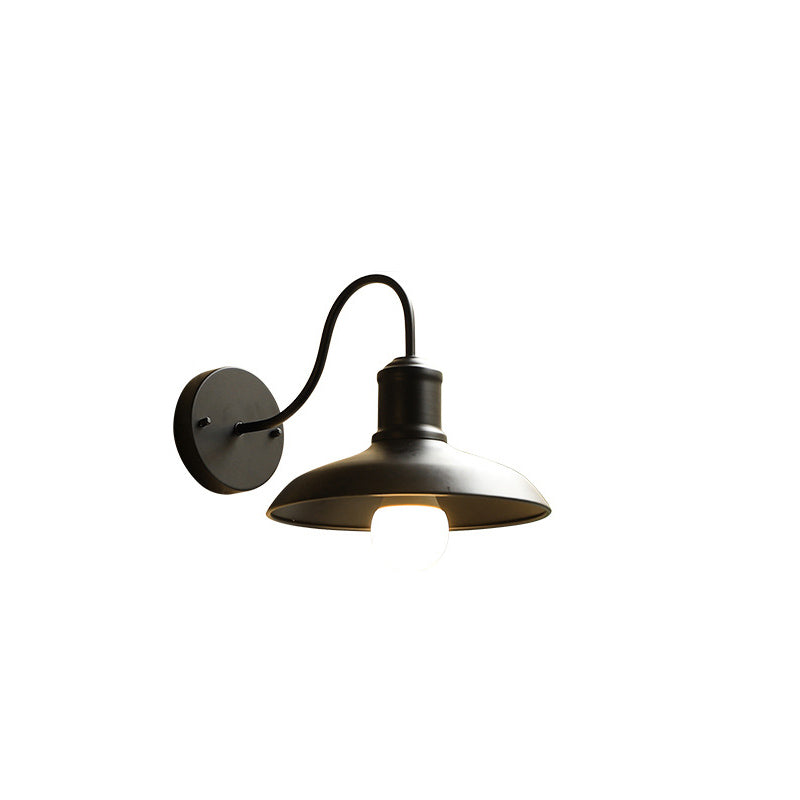 Retro Loft Dome Jern Utendørs Vanntett Vegglampe med 1 Lyskilde og Buet Arm