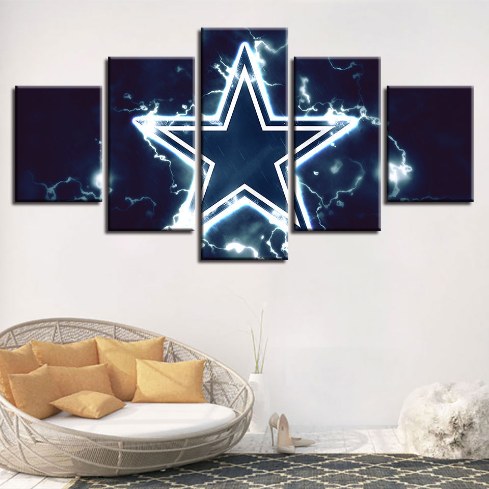 Blå stjernes logo 5 deler - lerret veggkunst maleri | Skanto