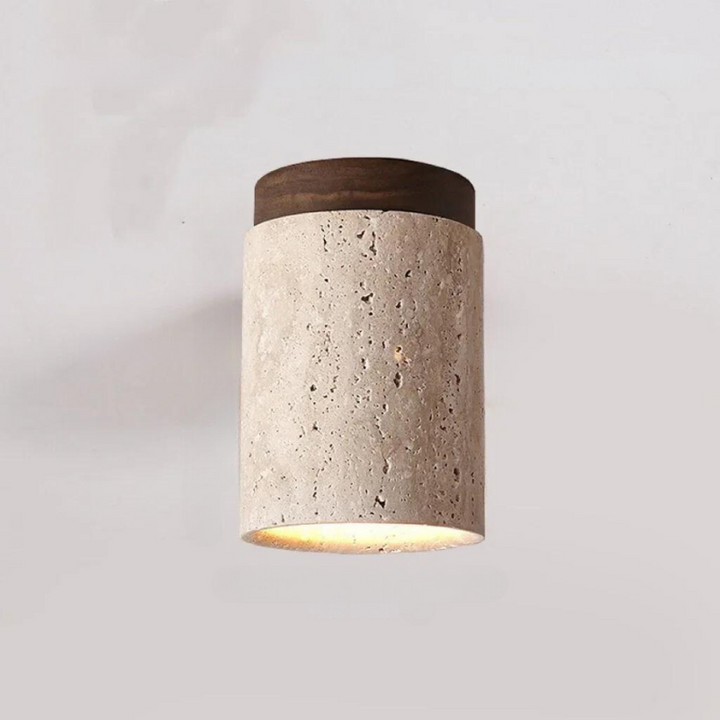 PierreLuxe - Innfelt taklys i travertin for hall og trapp