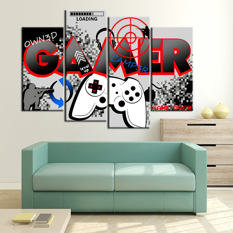 Gamer Board 4 stk - Lerret veggkunst maleri
