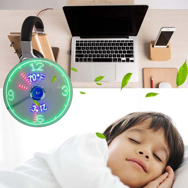 USB-vifte med LED-klokkbelysning | Skanto