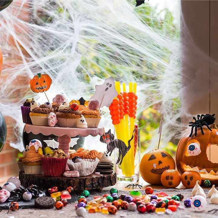 Skanto | Halloween Edderkopp Dekorasjoner, strekkbar edderkoppnett