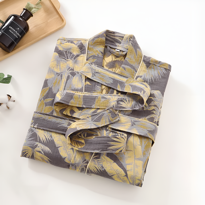 Skanto | Elegant Leaf Print Kimono Badekåpe