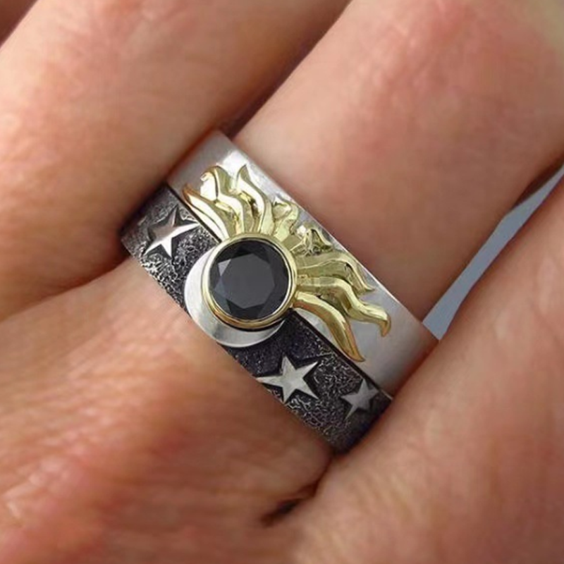 Skanto | Vintage Stjerne Måne Sol Ring Sett