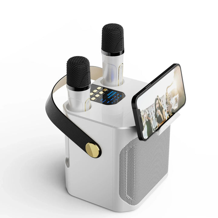 Skanto | Karaoke Bluetooth-høyttaler – 360° Surround Trådløs Subwoofer med Dual Mics