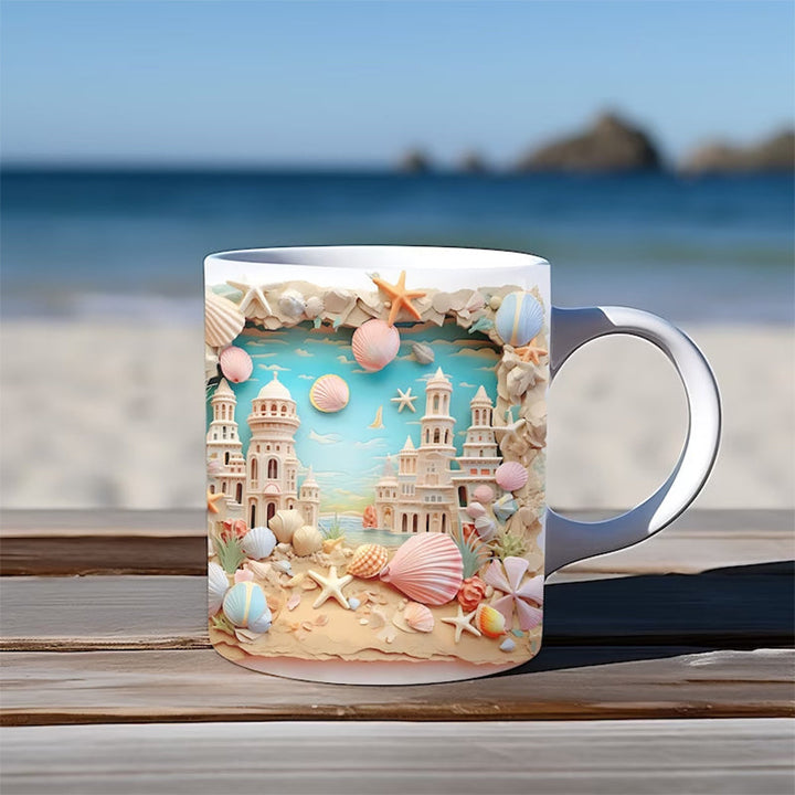 3D Ocean Beach Break Through Theme Kaffeekopp | Skanto