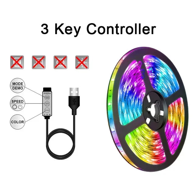 USB LED STRIPE MED FARGEENDRING - RGB LYS FOR ROMDEKORASJON & TV BAKBELYSNING | Skanto