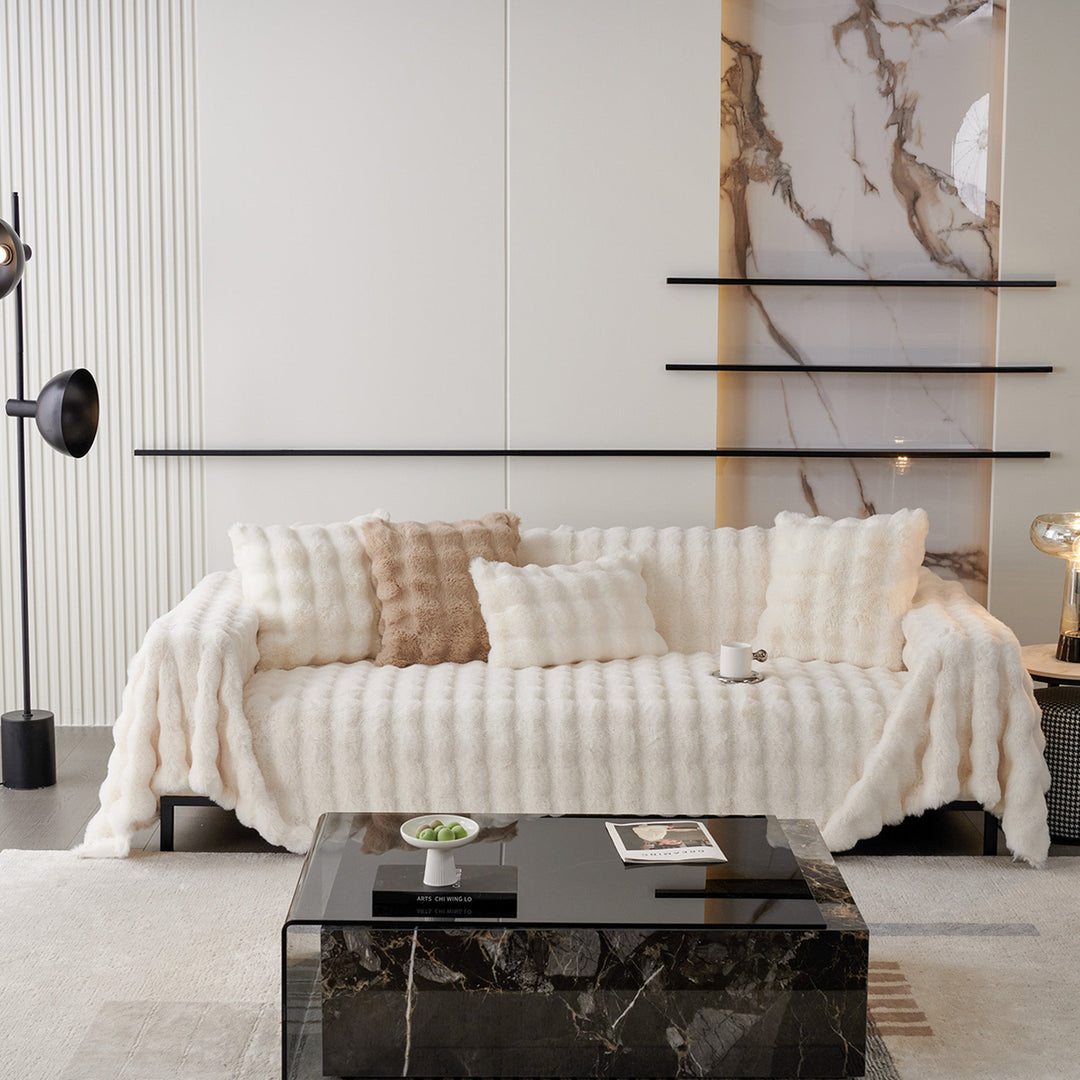 Luksus Ripple Faux Fur Sofa Deksel - Moderne, Stilig & Holdbar Sofa Beskyttelse | Skanto
