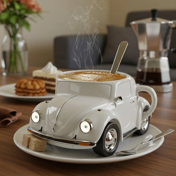 RetroCar Keramik-Kaffeebecher – Einzigartiges 3D-Design for Kaffee and Tee