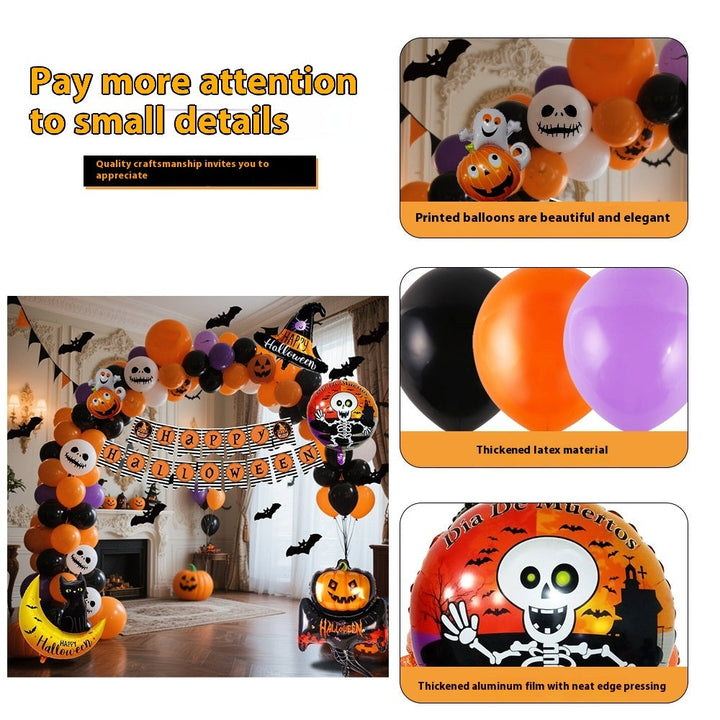 Skanto | Halloween Ballongssett – Svart Oransje Lilla med Gresskartrykk