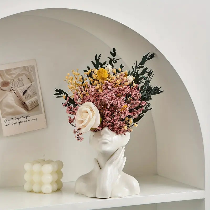 "Unik og Moderne Keramikkvase, Dekorativ Blomsterkruvase for Stue og Kontor" | Skanto