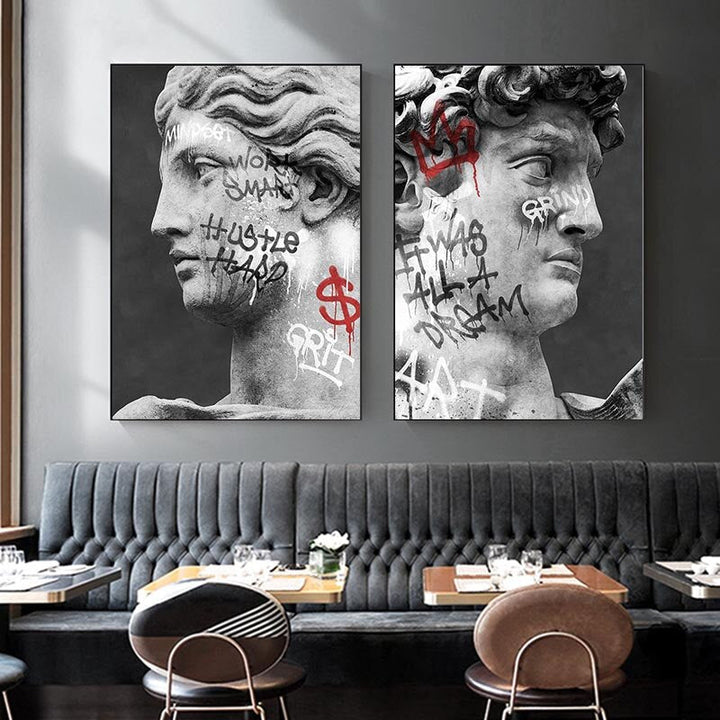 David Head Skulptur Graffiti - Lerret Veggkunst Maleri