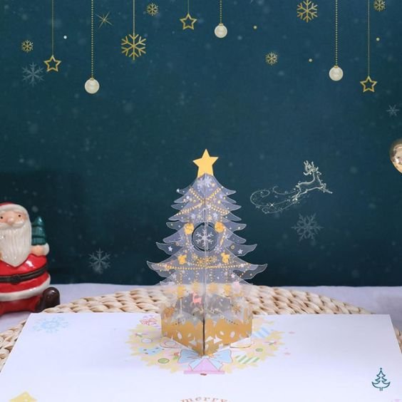 Skanto | Pop Up JuletreKort - 3D God Jul Gratulasjonskort