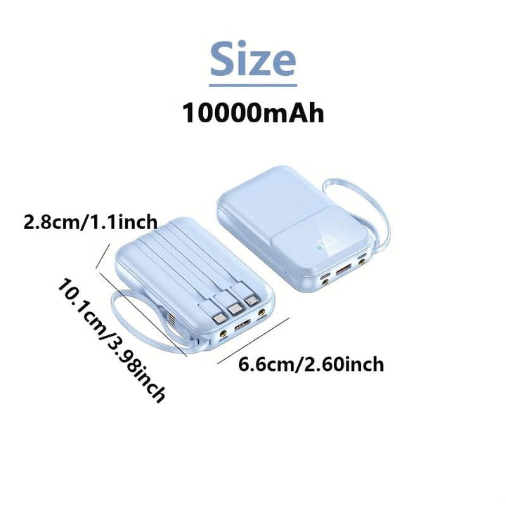 Skanto | 10000mAh Bærbar Power Bank med kabler