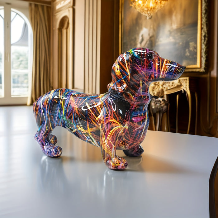 Skanto | Dachshund Delight – Fargerik Dachshund-skulptur for en Lekfull Atmosfære i Hjemmet