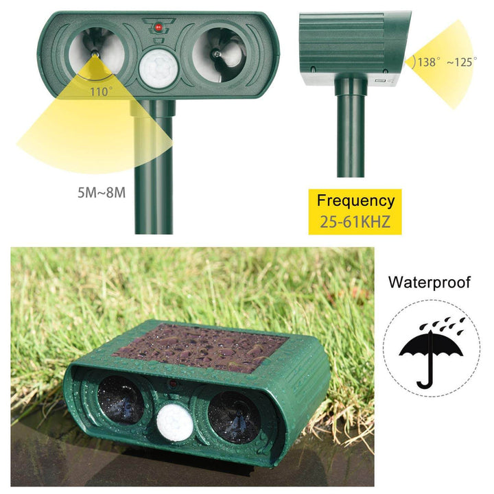 Solar Power Ultrasonic Dyre Skadedyr Avskrekker Infrarød Sensor Vanntett Dyre Avskrekker Skanto