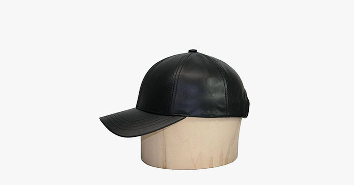 Svart lær justerbar baseball caps | Skanto