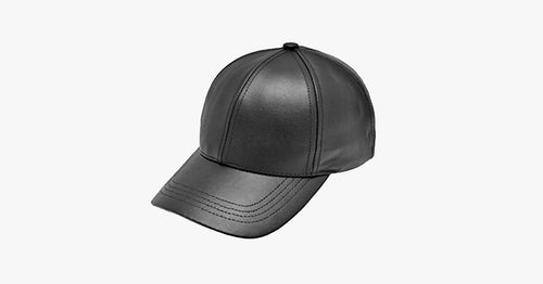 Svart lær justerbar baseball caps | Skanto