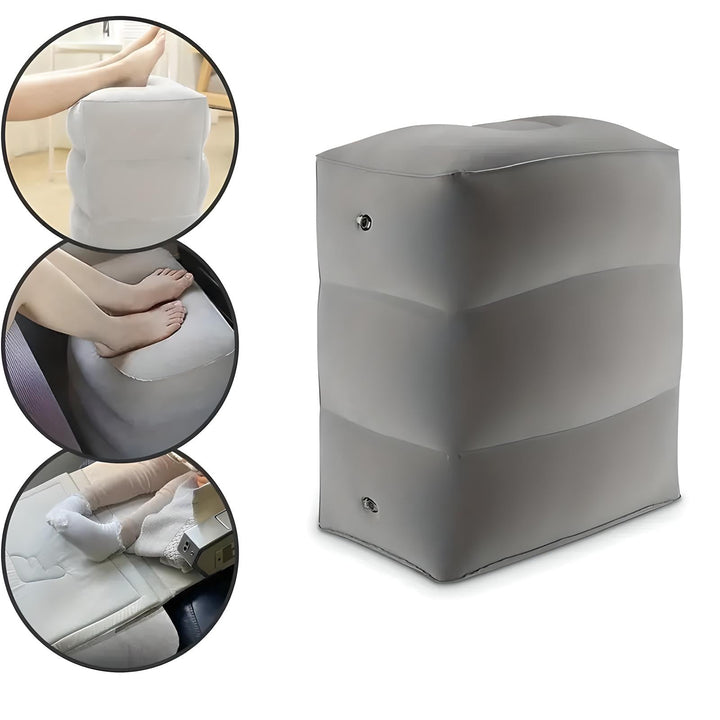 Skanto | Oppblåsbar Reisefotstøtte | Ergonomisk, Justerbar Høyde & Kompakt for Fly, Tog, Busser & Kontorbruk