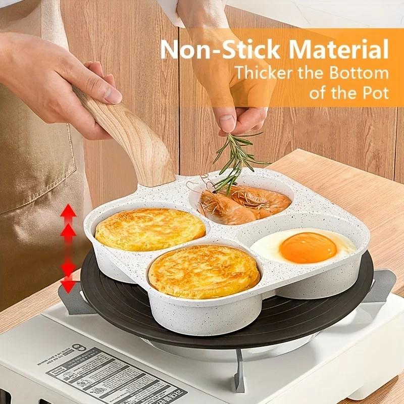 4 Hullers medisinsk stein non-stick eggefrityr panne med trehåndtak | Skanto