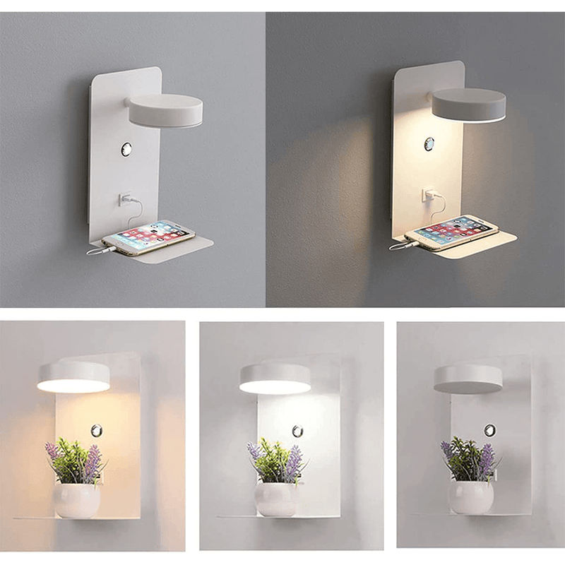 Skanto | BrightSpot Nattlampe med Lader – 330° Rotasjon LED Skrivebordlys med USB Laderdock