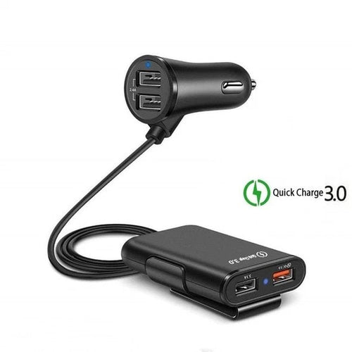 4-Port USB billader med forlengelseskabel | Skanto