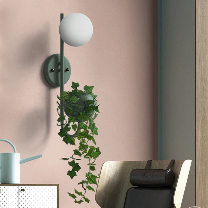 1 lyskule vegglampe industriell gul/blå/grønn metall LED planteveggbelysning for restaurant