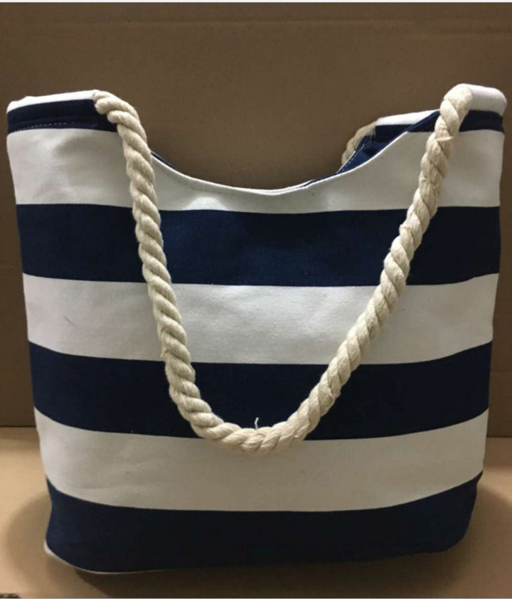 Strandbag av holdbart lerret med fargerikt stripemønster Skanto