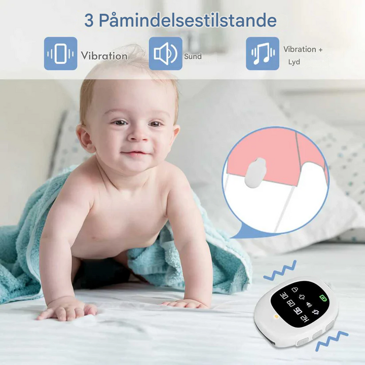 Kabelloser Bettnässeralarm med Vibrasjonssignal og Timerfunksjon – USB-aufladbar