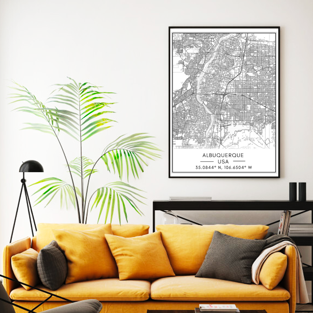 Albuquerque City Map - Canvas Wall Art Painting | Skanto