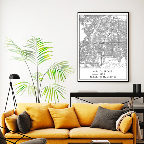 Albuquerque City Map - Canvas Wall Art Painting | Skanto