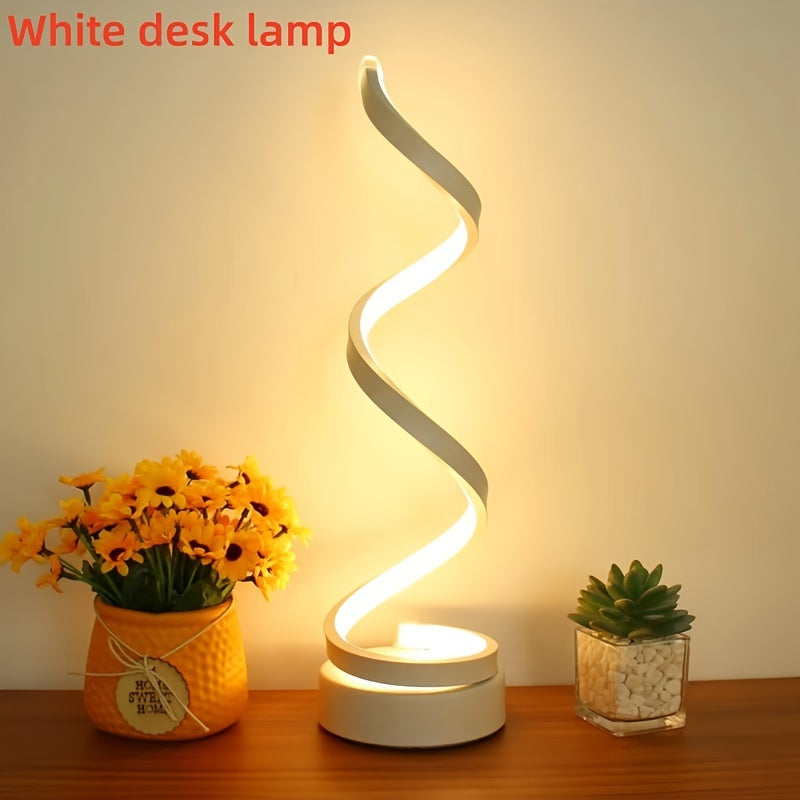 Skanto | Modern Spiral Table Lamp – Kreativ LED Skrivebordslampe med Mild Varme Lys, Perfekt for Soverom, Stue, og Studie Dekor