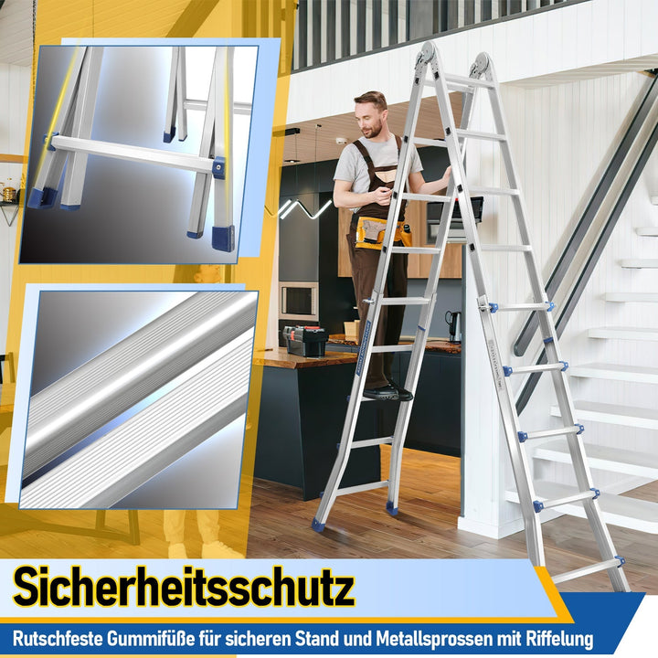Teleskopstige Multifunksjonsstige 3 i 1 Aluminiumsstige | Skanto