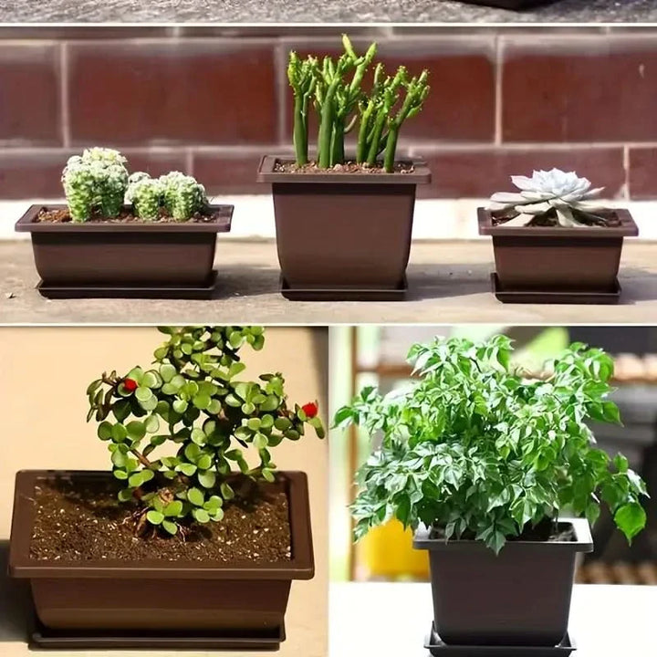 Skanto | Rektangulær Blomsterkasse med Tallerken for Balkong