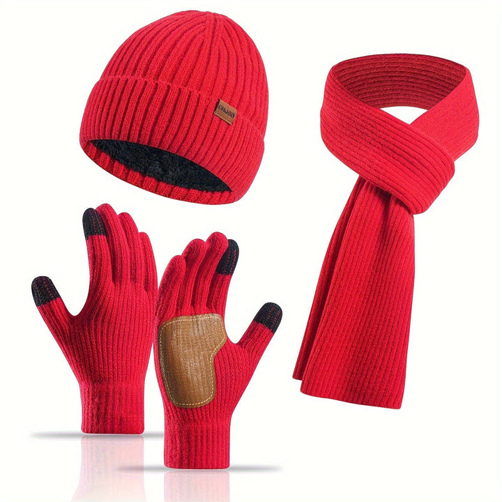 Skanto | Vinter Komfort Sett – Strikket Lue, skjerf og hansker for Unisex