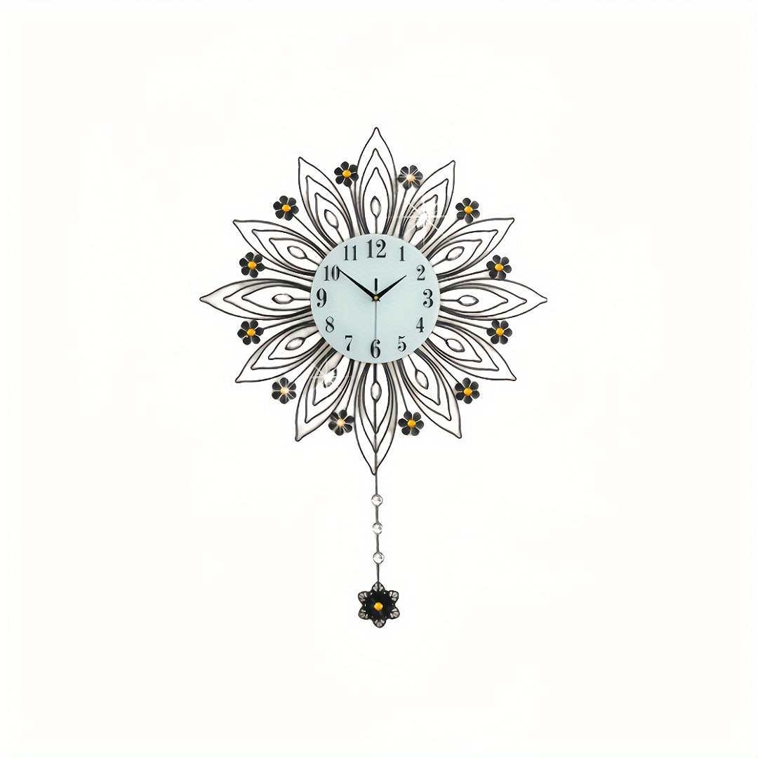 Elegant Floral Wall Clock with Luxurious Gold Accents | Skanto