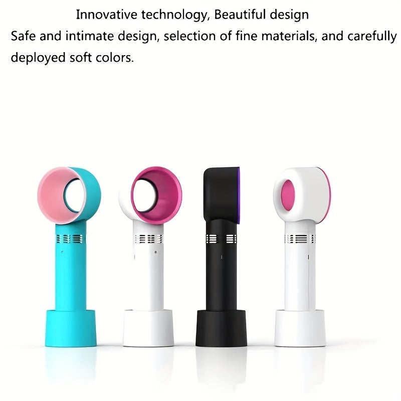 1pc USB Oppladbar Bladeless Håndholdt Vifte - Bærbar Mini Skrivebordsvifte med 3 Hastigheter for Reise, Camping, Kontor og Rombruk | Skanto