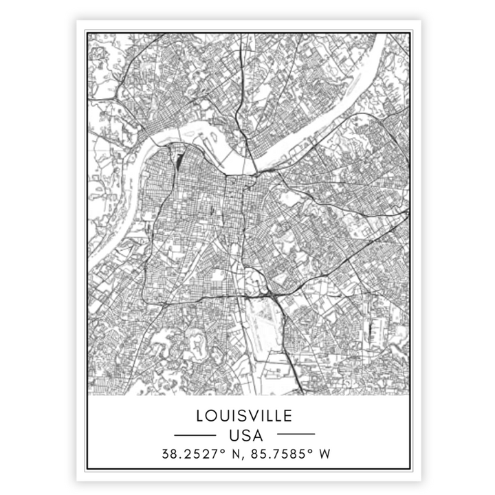 Louisville City Map - Lerretsveggkunst Maleri