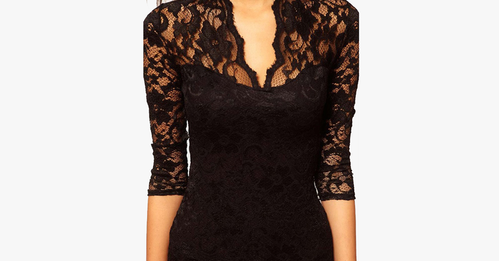 Skanto | Sexy Blomst Scalloped V Hals Blonde Kjole