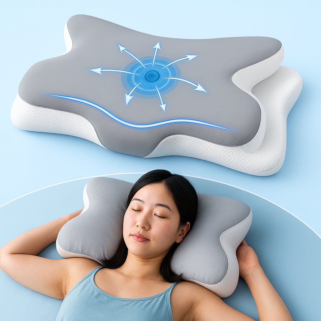 Sommerfuglformet minneskum ergonomisk pute | Skanto